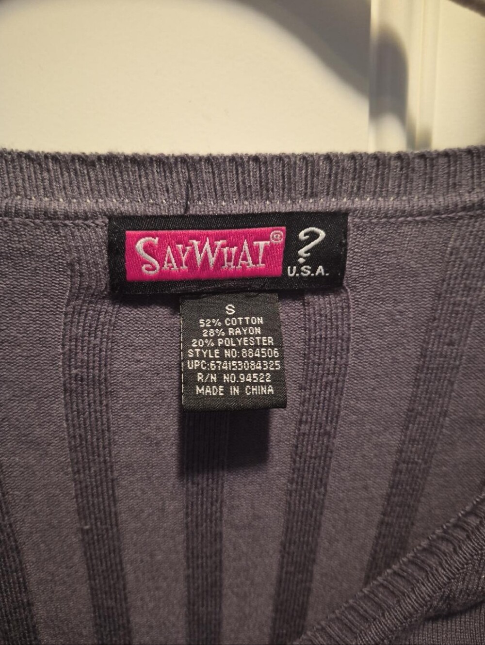 Say What? Olive Ribbed Ruched Button-Front Long Sleeve Top - Picture 4 of 7